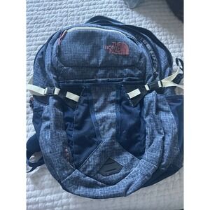 The North Face Recon Backpack Blue Heather Pink Logo NF00CLG3 Unisex Daypack